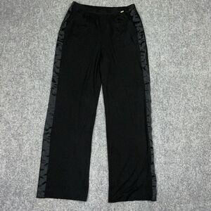 ST JOHN Pants Womens Size S Black Knit Pull On Side Stripe Lounge Casual